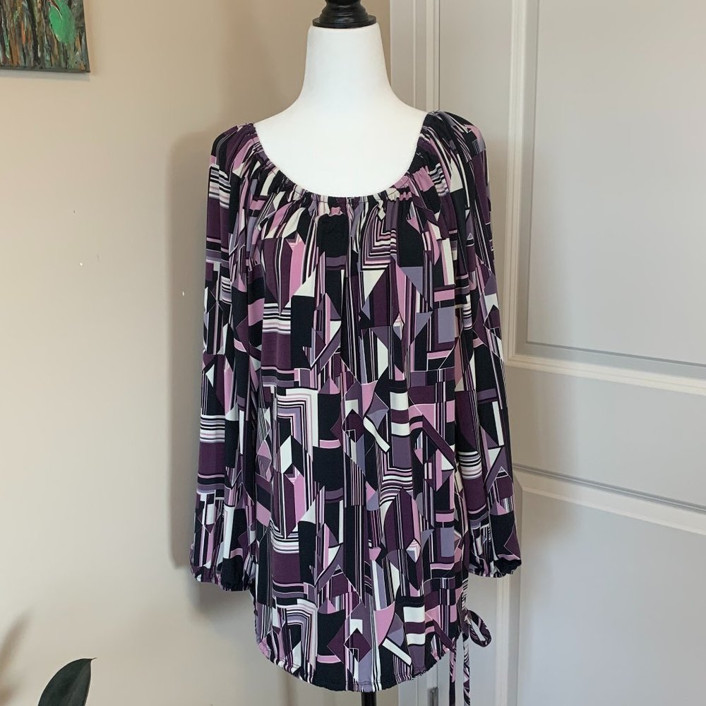 Annalee purple/white/black top, size M